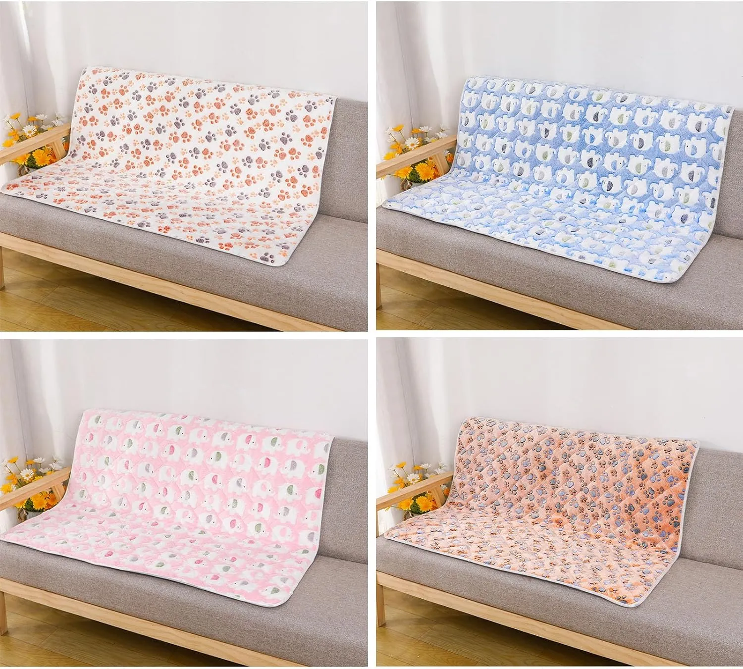 2Pack Washable Pee Pads for Dogs Reusable Puppy Pads Plush Absorbent Whelping Pads with Print Non-Slip Waterproof Pet Training Pads (Pink Elephant, 34x45cm)