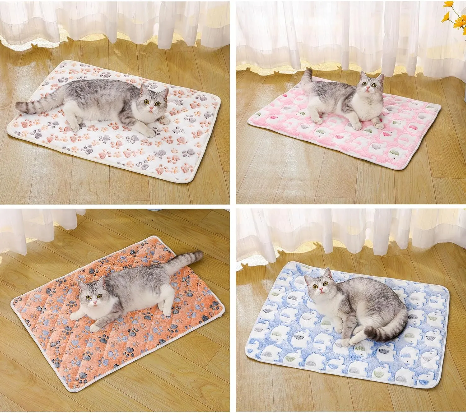 2Pack Washable Pee Pads for Dogs Reusable Puppy Pads Plush Absorbent Whelping Pads with Print Non-Slip Waterproof Pet Training Pads (Pink Elephant, 34x45cm)
