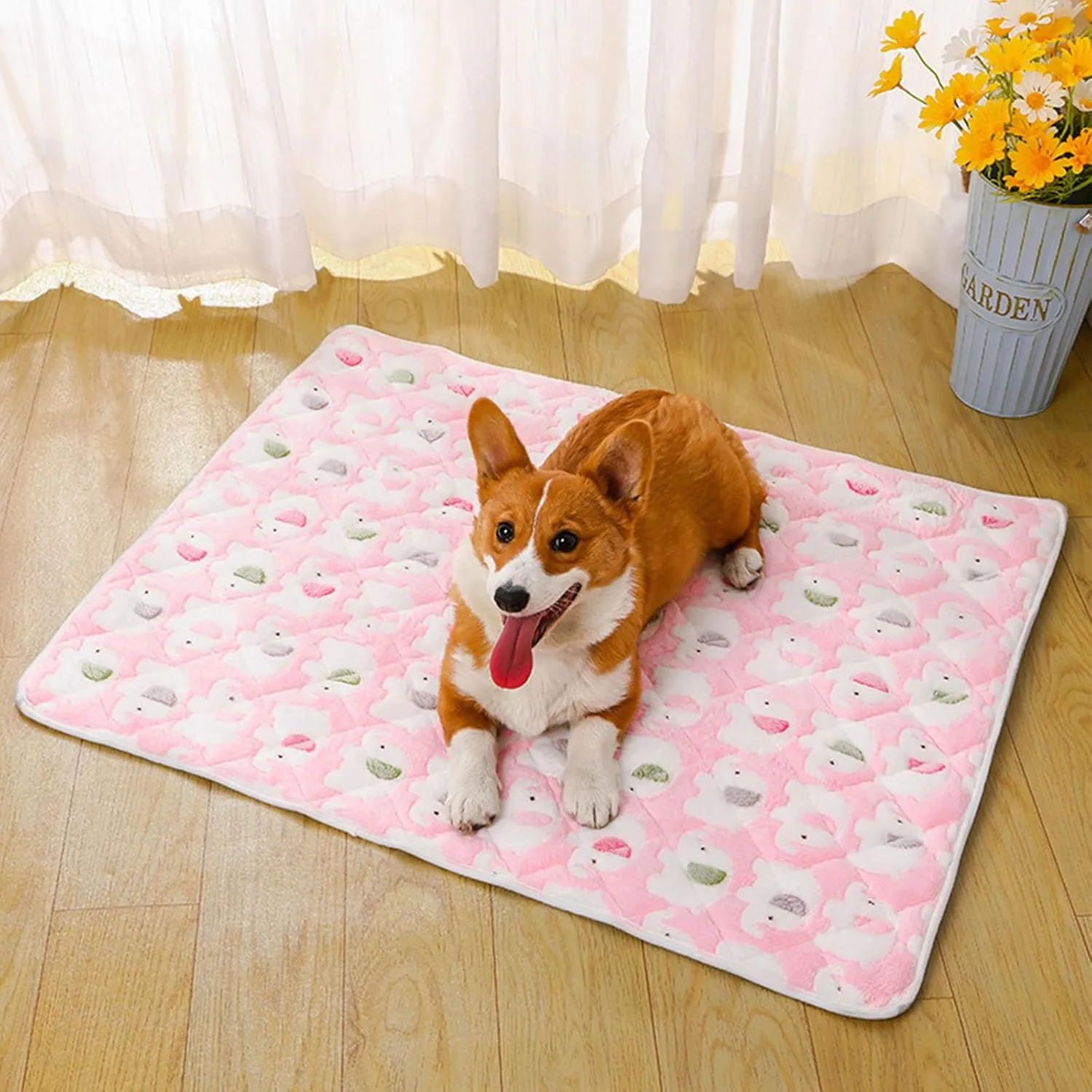 2Pack Washable Pee Pads for Dogs Reusable Puppy Pads Plush Absorbent Whelping Pads with Print Non-Slip Waterproof Pet Training Pads (Pink Elephant, 34x45cm)