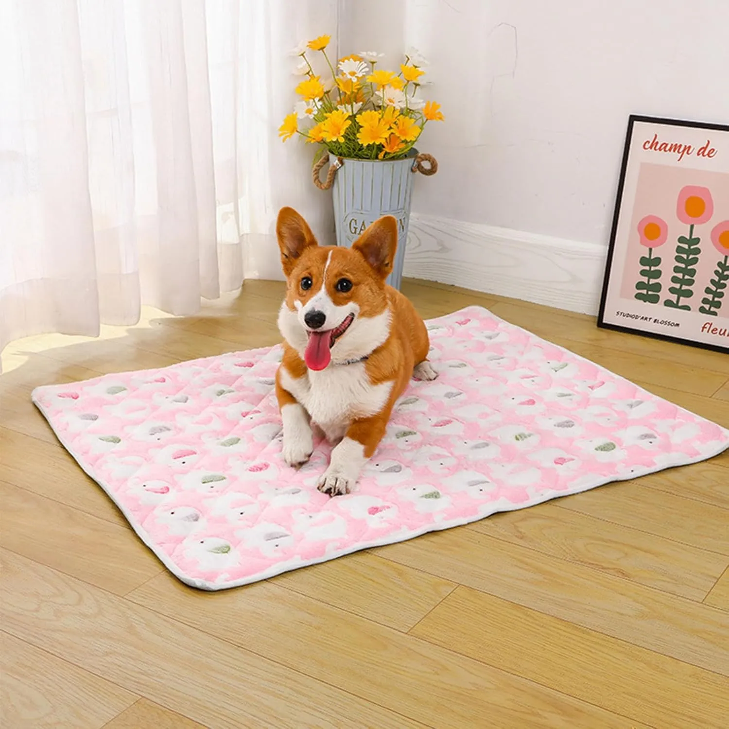 2Pack Washable Pee Pads for Dogs Reusable Puppy Pads Plush Absorbent Whelping Pads with Print Non-Slip Waterproof Pet Training Pads (Pink Elephant, 34x45cm)