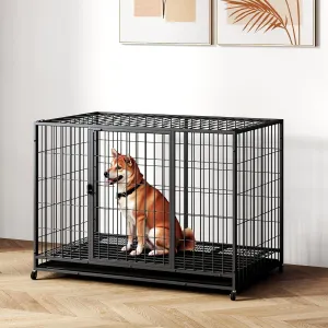 48/42/38 Inch Dog Crates for Large Dogs Folding Metal Wire Cages Dog Kennel Pet Cage with Double-Door,Removable Tray