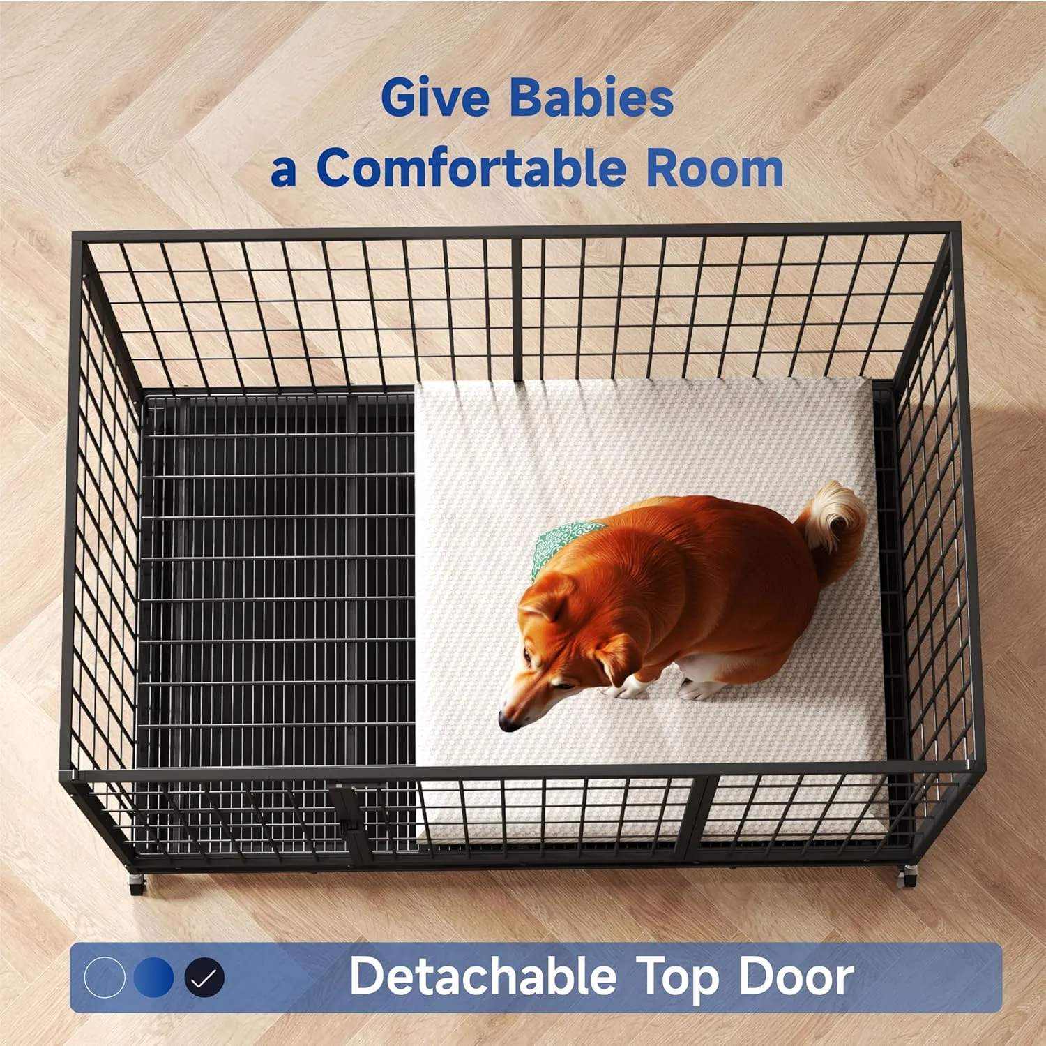 48/42/38 Inch Dog Crates for Large Dogs Folding Metal Wire Cages Dog Kennel Pet Cage with Double-Door,Removable Tray