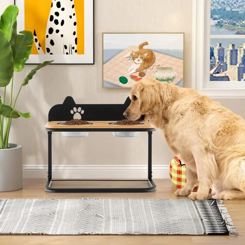 Adjustable Raised Dog Food and Water Station