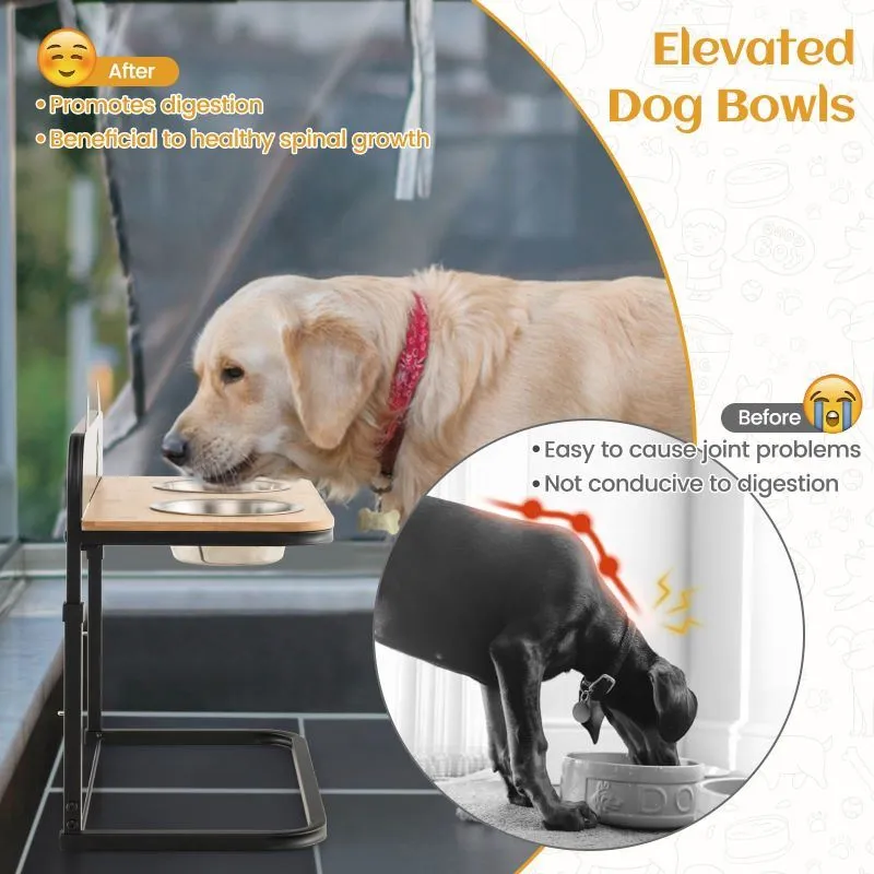 Adjustable Raised Dog Food and Water Station