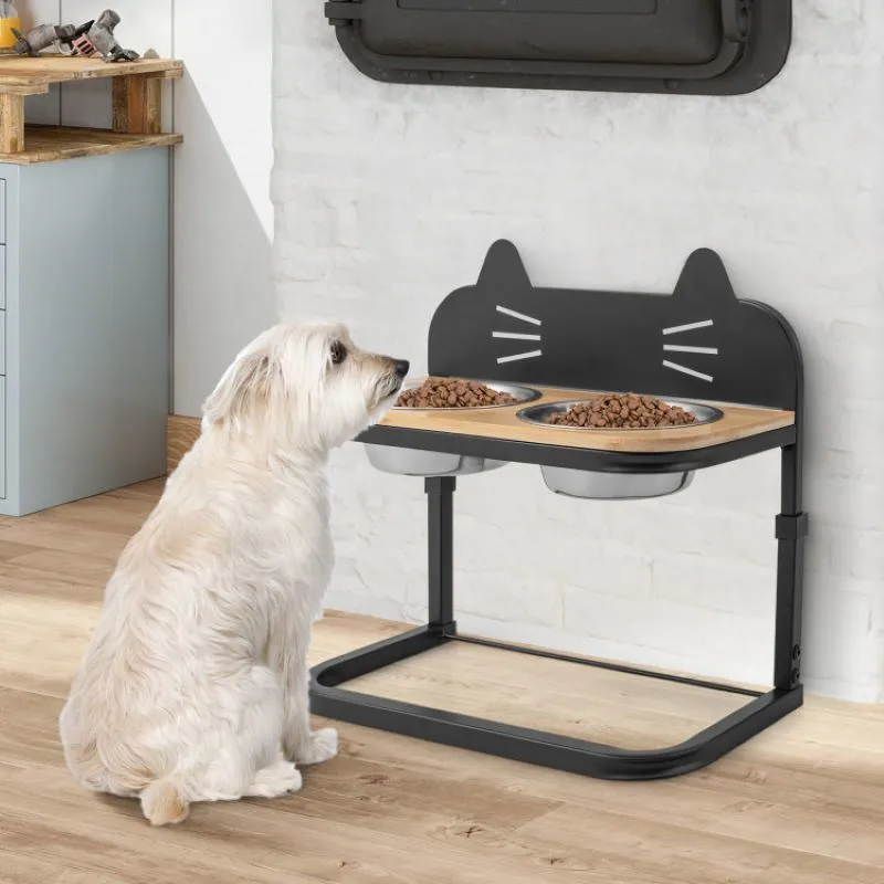 Adjustable Raised Dog Food and Water Station