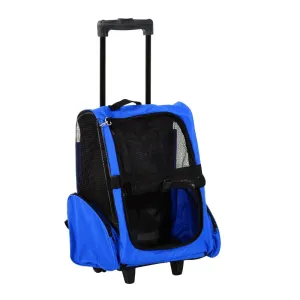 Blue Pet Travel Backpack with Trolley and Telescopic Handle