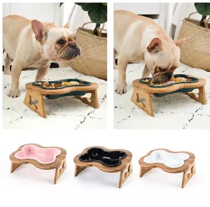 BoneSecure Frenchie Bowl Anti-Overturning Ceramic Bowl in Bone Shape