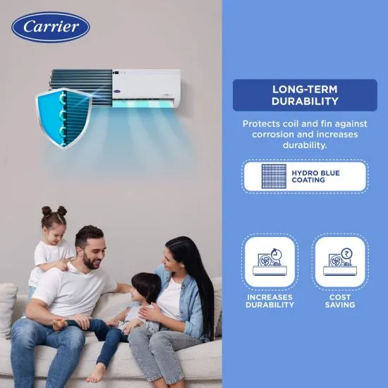 Carrier Durawhite Exi CAI24DH3R32F0 2 Ton 3 Star Inverter Split AC | 6-in-1 Convertible Cooling | Copper Condenser | PM2.5 Filter | Auto Clean | White
