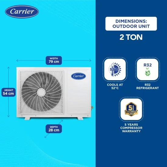 Carrier Durawhite Exi CAI24DH3R32F0 2 Ton 3 Star Inverter Split AC | 6-in-1 Convertible Cooling | Copper Condenser | PM2.5 Filter | Auto Clean | White