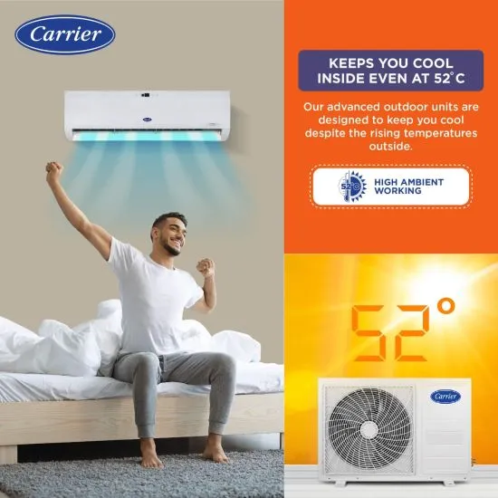 Carrier Durawhite Exi CAI24DH3R32F0 2 Ton 3 Star Inverter Split AC | 6-in-1 Convertible Cooling | Copper Condenser | PM2.5 Filter | Auto Clean | White