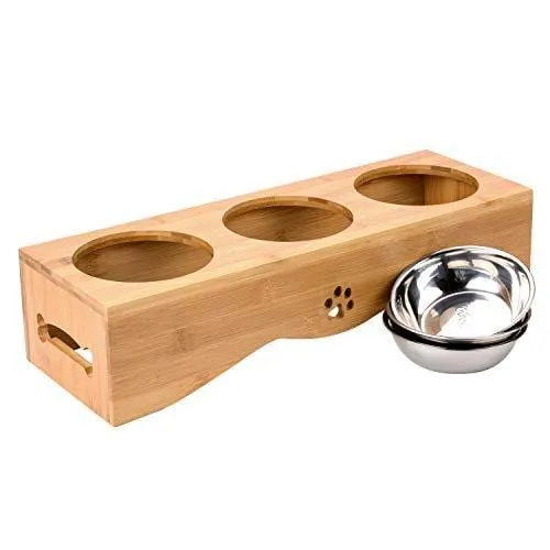 Cat Bowls, Pet Bowl Small Dog and Cat Bowls Stainless Steel Three Bowls Pet Feeder Pet Food Bowl for Cats