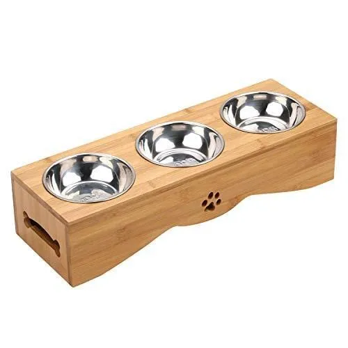 Cat Bowls, Pet Bowl Small Dog and Cat Bowls Stainless Steel Three Bowls Pet Feeder Pet Food Bowl for Cats