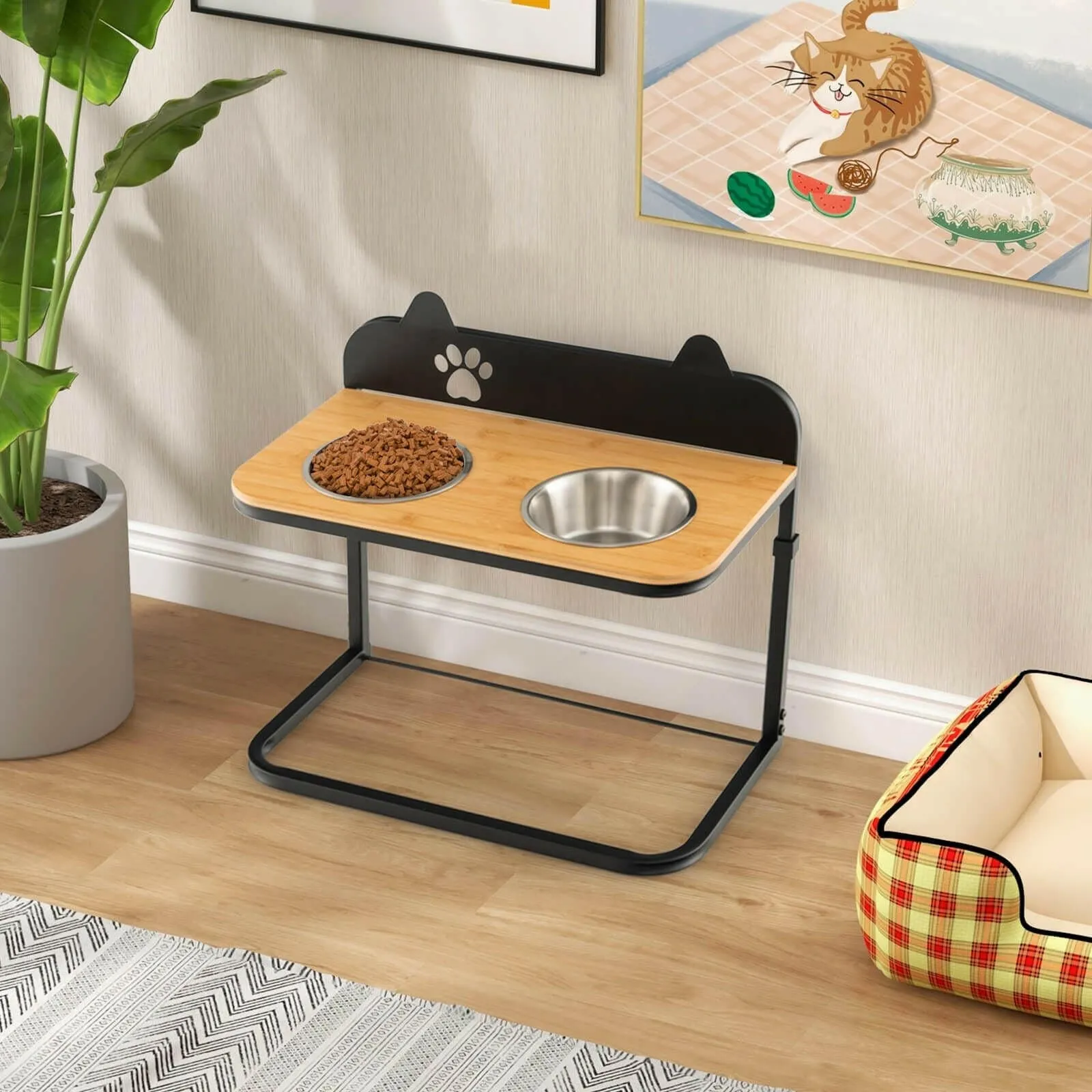 Customisable Elevated Dog Bowls Feeder with Adjustable Heights and Convenient Dining Marker