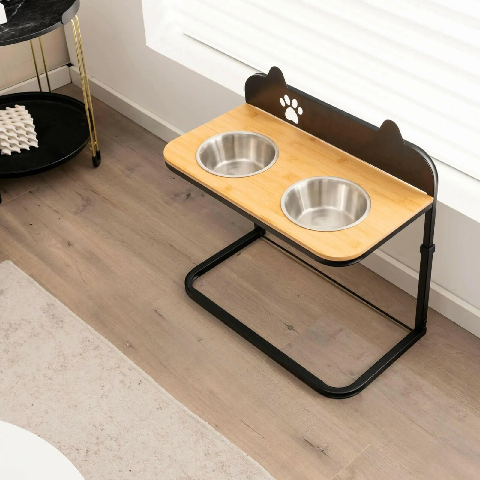 Customisable Elevated Dog Bowls Feeder with Adjustable Heights and Convenient Dining Marker
