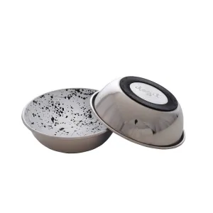 Dogit Stainless Steel Bowl, Non Skid, Black & White Splash