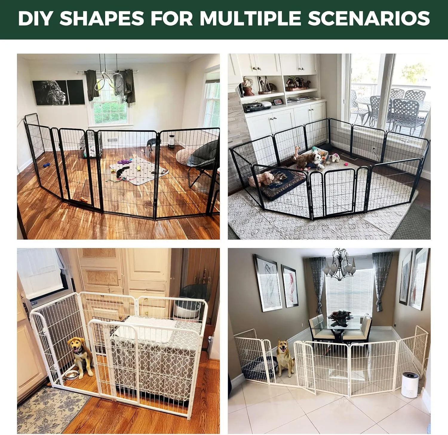 FXW Homeplus Dog Playpen for Indoor Use - Stress-Free and Safe Play, Heavy Duty 32 Inch 6 Panels Dog Pen for Puppies, Small and Medium Dogs, BlackPatented