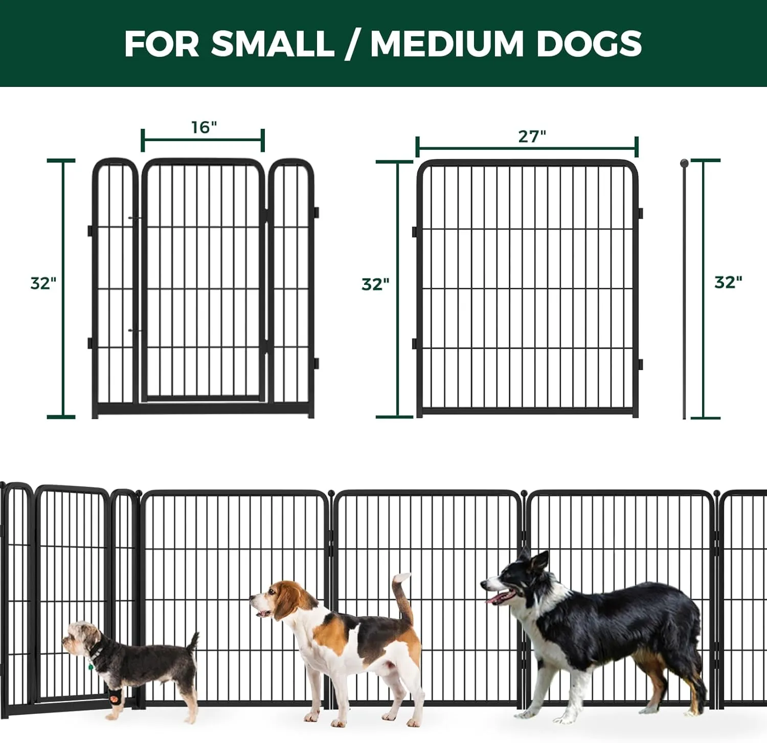 FXW Homeplus Dog Playpen for Indoor Use - Stress-Free and Safe Play, Heavy Duty 32 Inch 6 Panels Dog Pen for Puppies, Small and Medium Dogs, BlackPatented