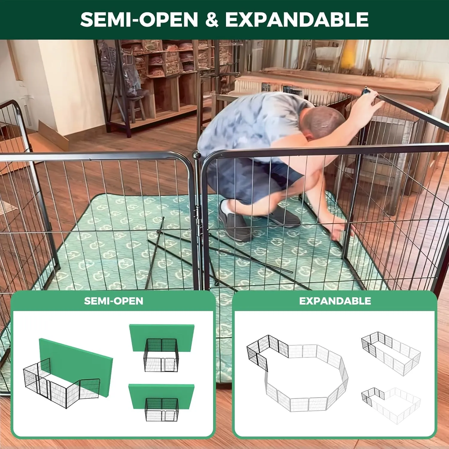 FXW Homeplus Dog Playpen for Indoor Use - Stress-Free and Safe Play, Heavy Duty 32 Inch 6 Panels Dog Pen for Puppies, Small and Medium Dogs, BlackPatented