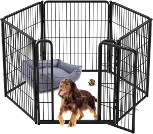 FXW Homeplus Dog Playpen for Indoor Use - Stress-Free and Safe Play, Heavy Duty 32 Inch 6 Panels Dog Pen for Puppies, Small and Medium Dogs, BlackPatented