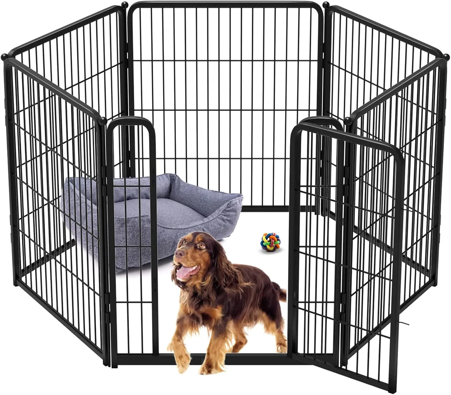 FXW Homeplus Dog Playpen for Indoor Use - Stress-Free and Safe Play, Heavy Duty 32 Inch 6 Panels Dog Pen for Puppies, Small and Medium Dogs, BlackPatented