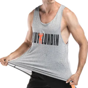 Mens Quick-drying Breathable Letter Printed Singlet Jogging Fitness Sport Tank Tops