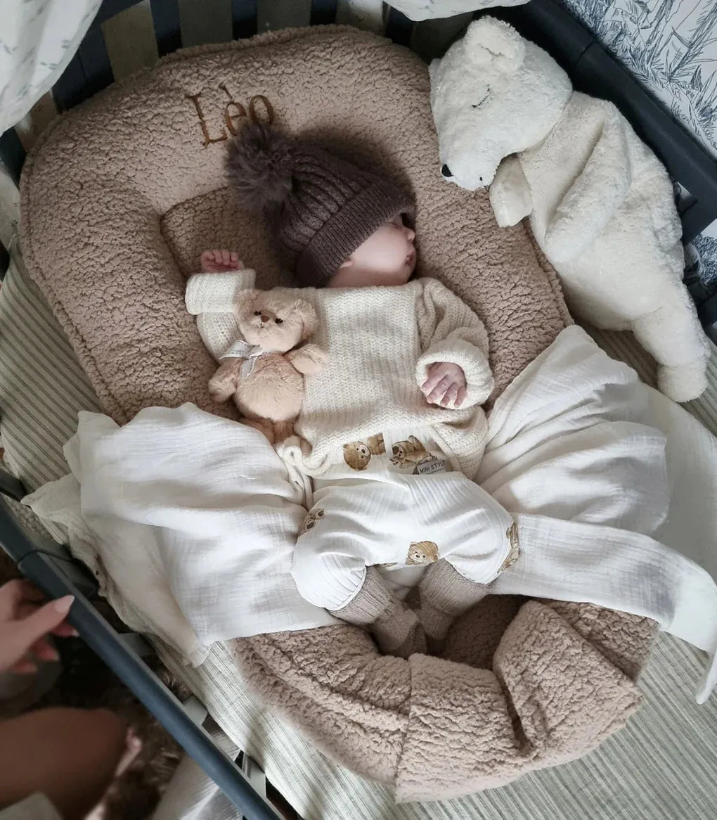 OFFER! Soft Bouclé Baby Nest - Beige with name ELLIOTT (ready to ship)
