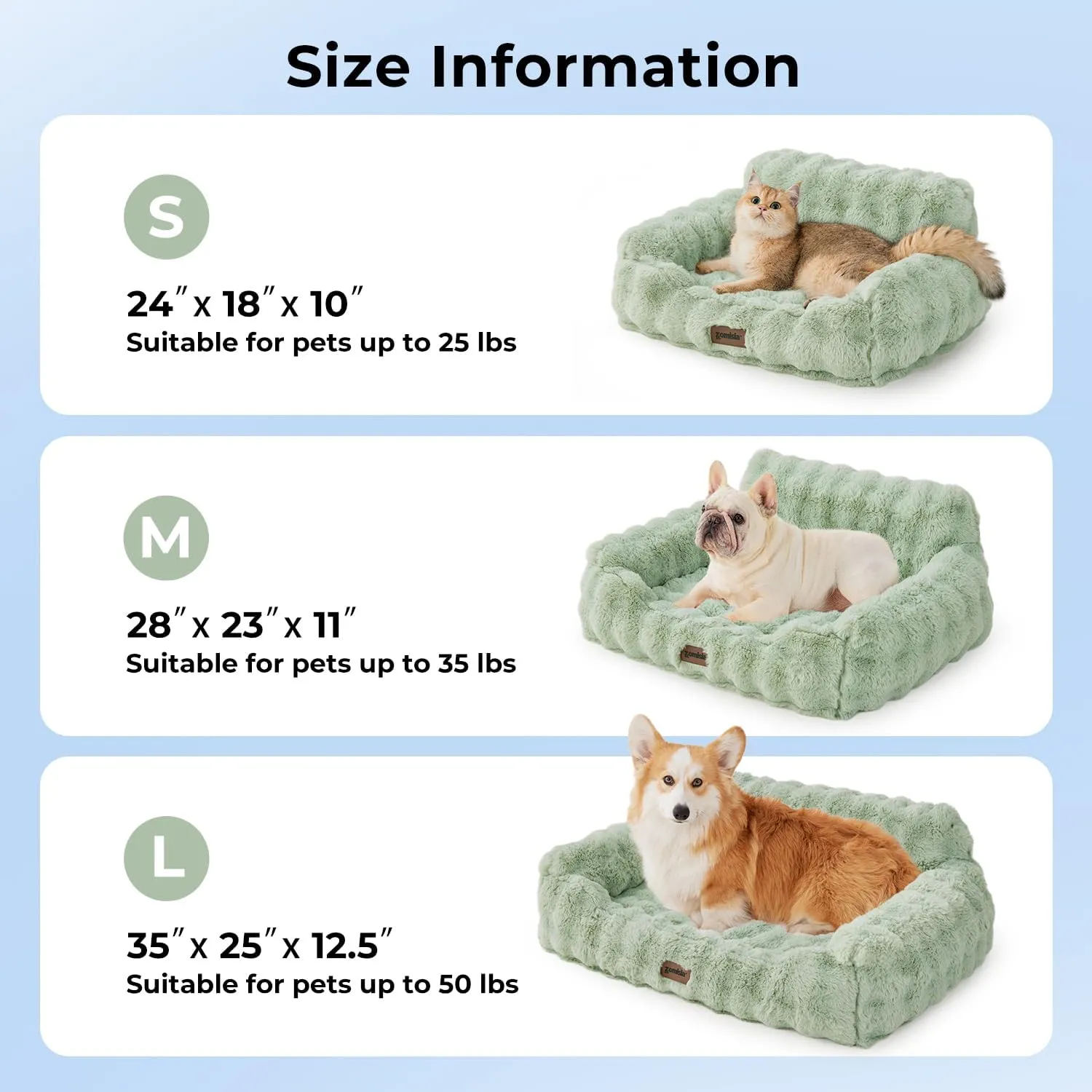 Orthopedic Cat Couch Bed for Indoor Cats, Cute Pet Sofa with Supportive Egg Foam, Fluffy Faux Fur Removable Washable Cover and Non-Slip Bottom, Ivory White