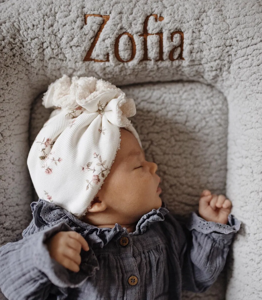 Personalised Soft Bouclé Baby Nest - Grey - MADE TO ORDER