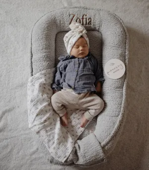 Personalised Soft Bouclé Baby Nest - Grey - MADE TO ORDER