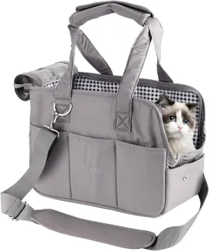 Pet Carrier Bag, Soft Sided Cat Carrier Airline Approved, Dog Carrier for Small Dog with Breathable Mesh & Shoulder Strap, Woman Style Kitten/Puppy Transport Carrier Handbag for Travel/Outdoor