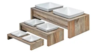 Pet Feeder-Artisan Wood Double Feeders