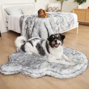 PupRug™ Luxe Orthopedic Bed   Matching Waterproof Blanket  Bundle - Ultra Plush Arctic Fox