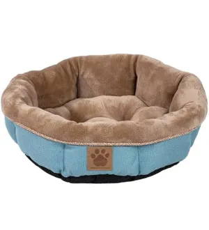 Rustic Elegance Round Shearling Pet Bed, 17"D