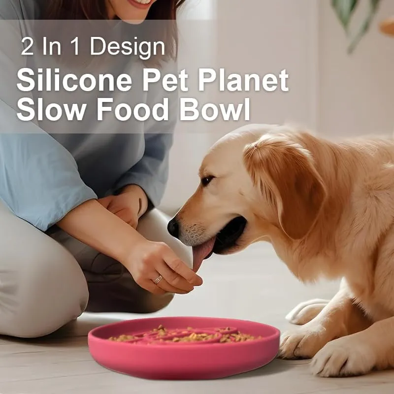 Silicone Slow Feeder Dog Bowl, Anti-Choke Design, Durable Silicone Pet Bowl for Healthy Eating, Non-Slip and Easy to Clean (Blue)