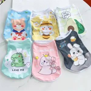 Summer Cat Puppy Clothes | Cartoon Print Pet Sleeveless Vest | Small Dog and Kitten Sphynx Clothing | Roupa para Gato