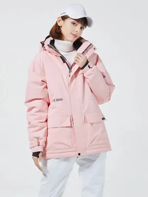 Women Colorblock Insulated Cargo Ski Jacket
